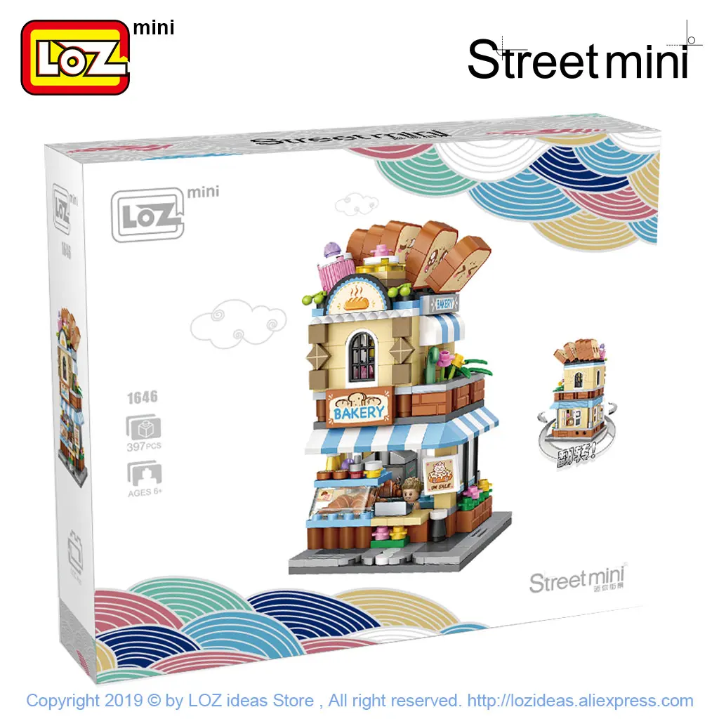 LOZ Mini Block Barber Bakery Photo Clothing Shop Architecture Model Building Blocks City Series Mini Street Store Children Brick