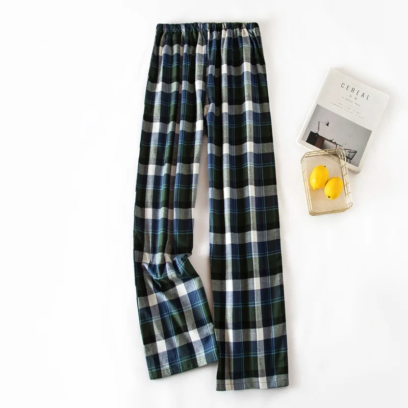 Spring Autumn Men 100% Cotton Sleep Bottoms Male Loungewear Trousers Men Casual Plaid Pajama Pants Plus Size Home Pants M-XL