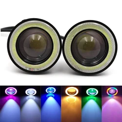 2 uds 3,0 Ojos de Ángel niebla lámpara 12V Universal 2,5 COB lámpara LED DRL 3,5 luces de conducción azul blanco rosa amarillo verde/64/76/89mm