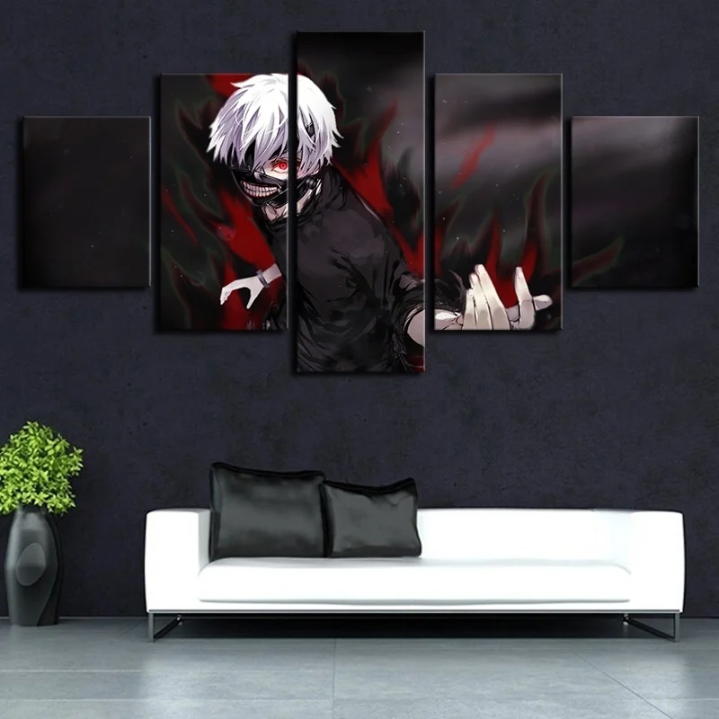 No Framed Canvas 5Pcs Kaneki Ken Zombies Wall Art Poster Picture Home Decor For Living Room Paintings