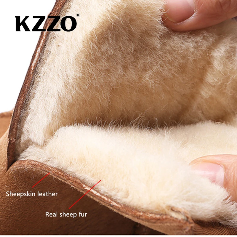 KZZO Classic Women Ankle Boots Sheepskin Suede Leather Natural Wool Fur Lined Snow Boots Australia Winter Warm Shoes Maroon