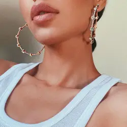 european women 2.5inch 60mm big cz circle hoop earring geometric big women sparking bling cz hoops