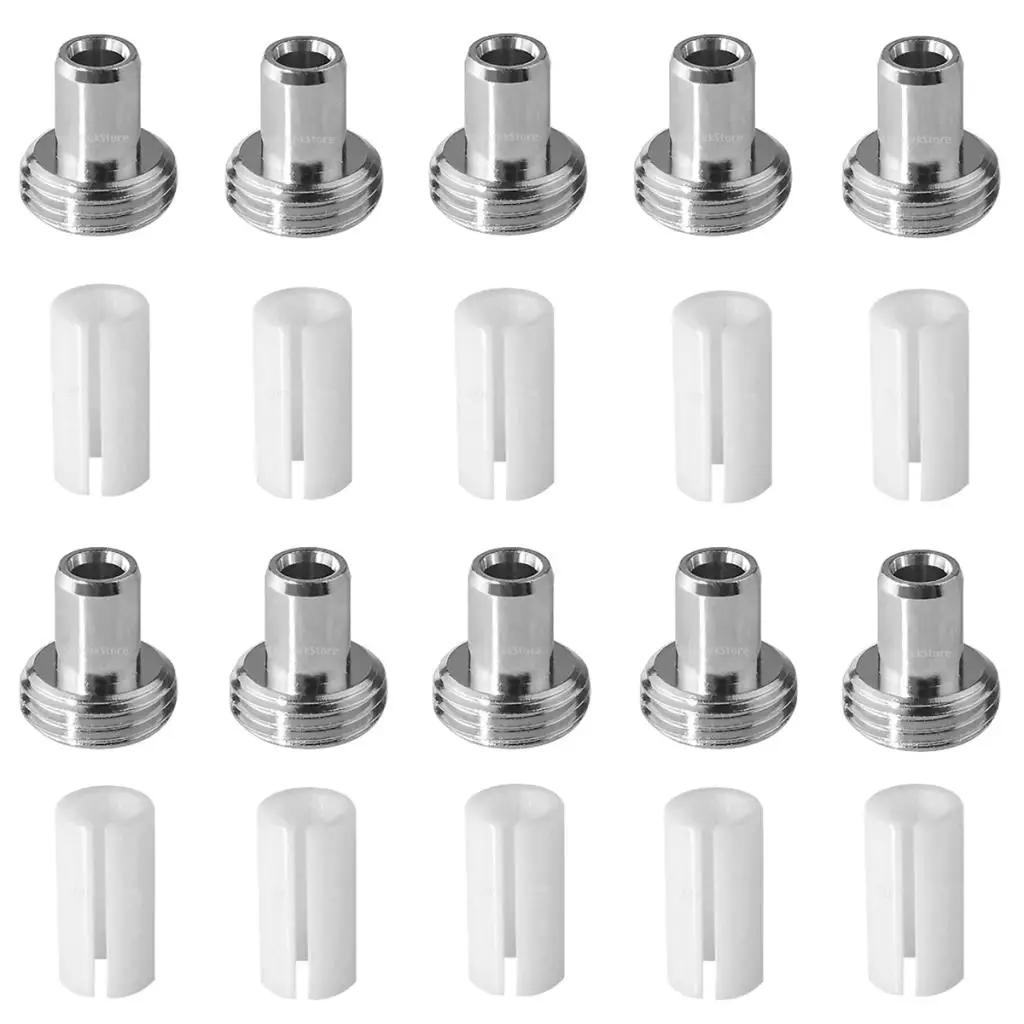 10pcs Ceramic Tube Sleeves and 10Pcs Metal Head Connector Adapters for Fiber Optic Visual Fault Locator