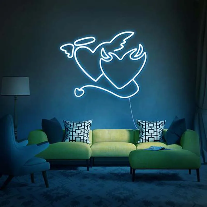 Aesthetic Cute Devil Heart  Led Neon Sign Custom Decoracion Acrylic For Shop Party Gift Home Kawaii  Decor