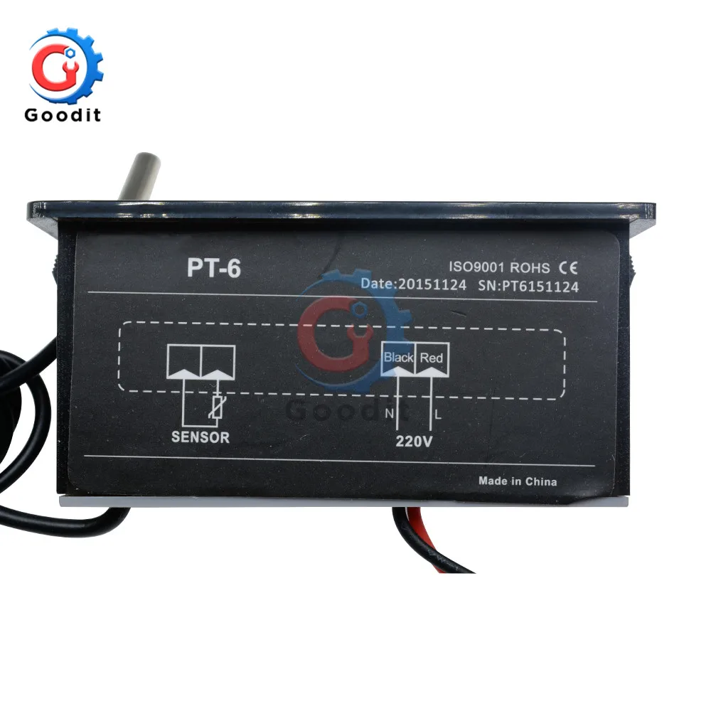 PT-6 -40~110C Digital Car Thermometer Vehicle Temperature Meter Monitor 12V Automotive Thermometer with 2m NTC Sensor