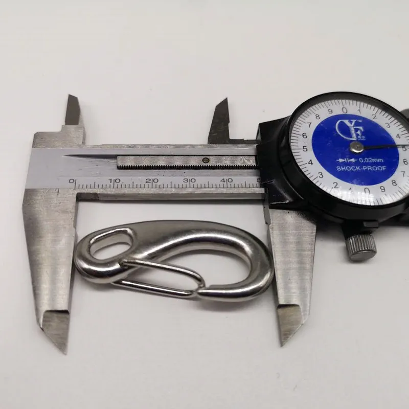 4 pezzi in acciaio inossidabile 304 50MM cancello a molla moschettone Clip a molla alta lucida a forma di uovo moschettone