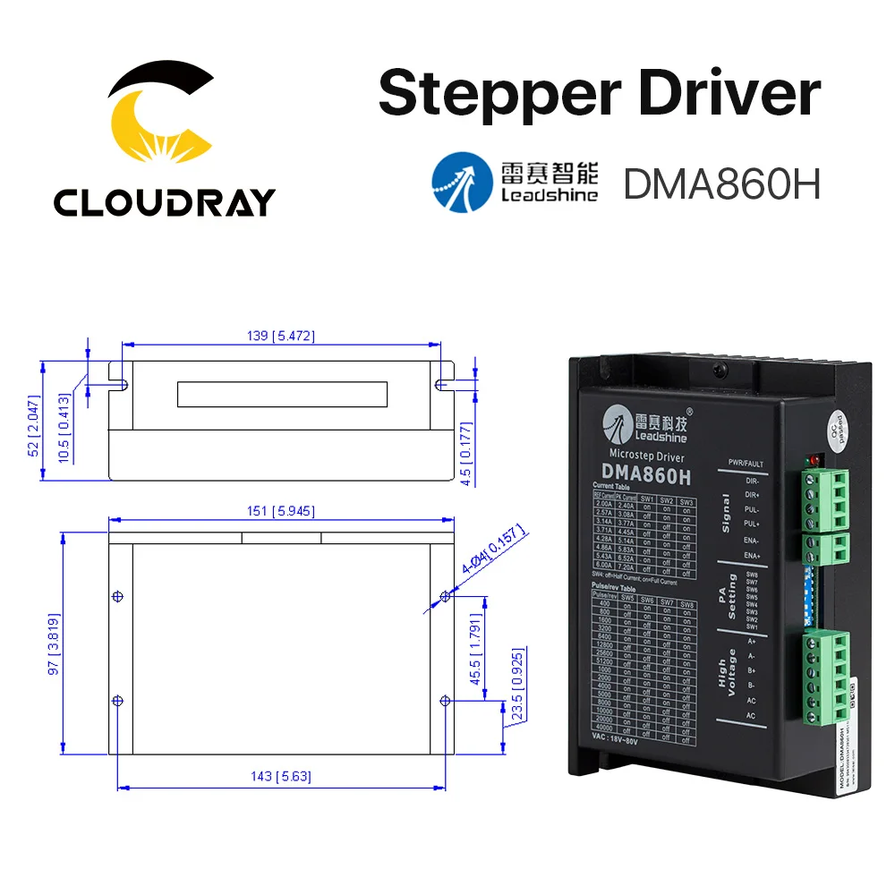 Leadshine DMA860H 2 Phase Stepper Driver 18-80VAC for 60 86 110 Stepper Motor Nema23 Nema34 Nema42 Stepper Motor Controller