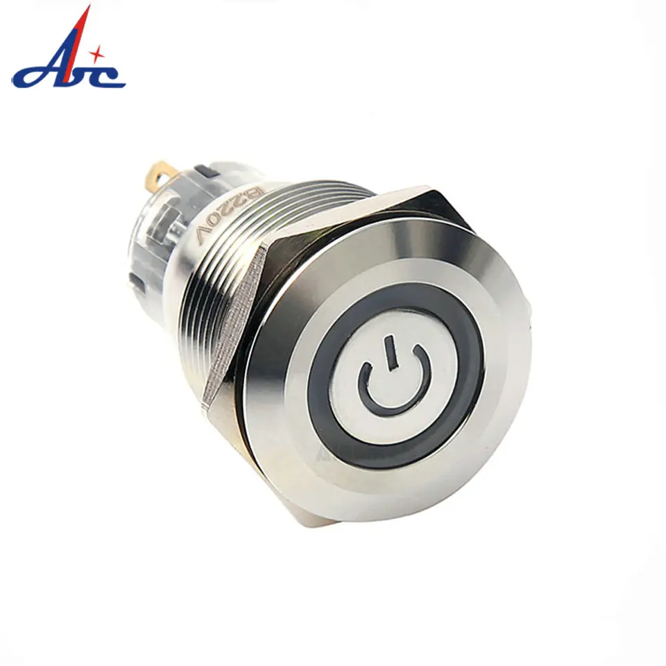 22mm IP67 Stainless Steel RGB Tri-Color Led Illuminated Lighted Normally Closed Normally Open SPST Pin Terminal Electric Switch