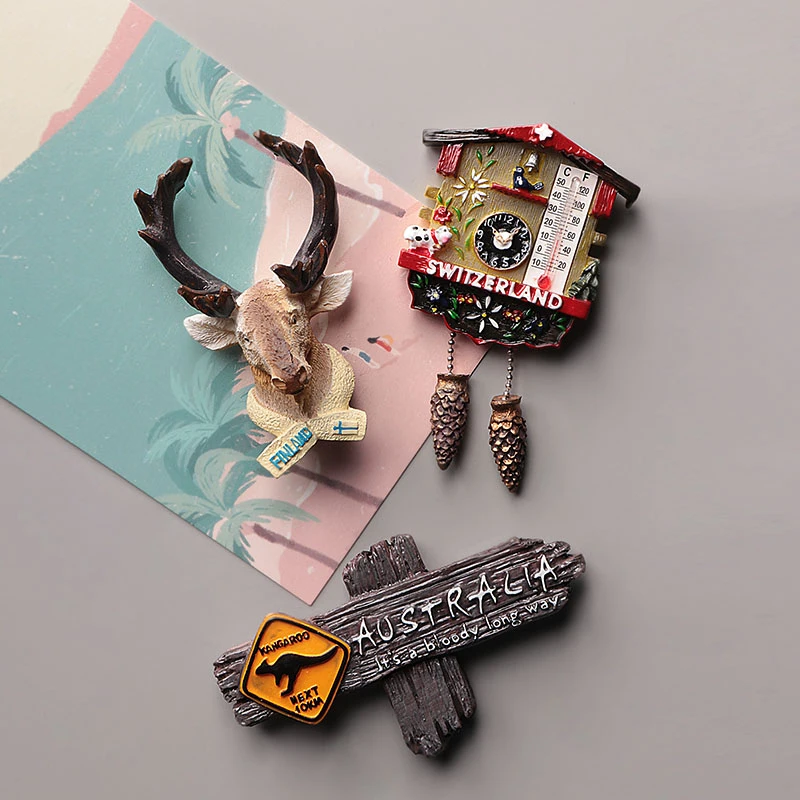 Magnet sticker fridge magnet commemorative refrigerator Finnish bucks Cuckoo bell Germany Australian kangaroo Portuguese Rooster