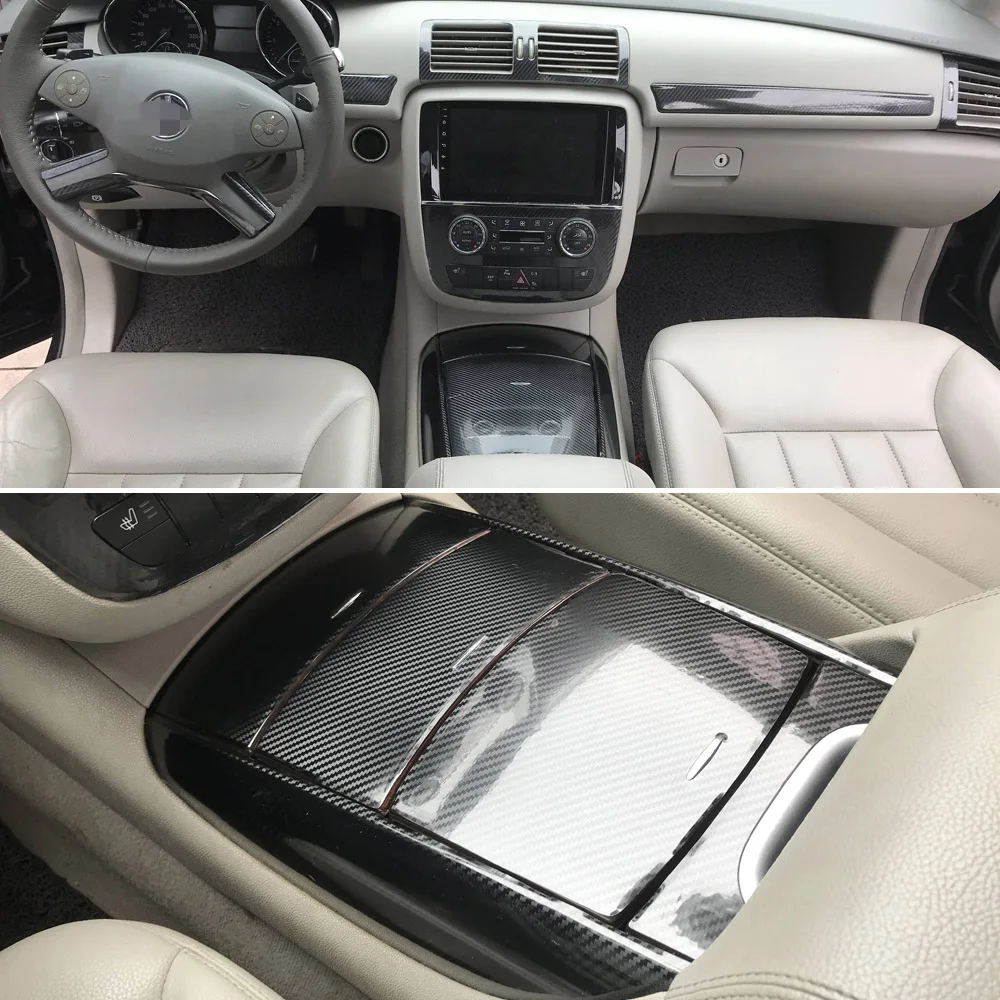 For Mercedes R Class W251 2006-17 Interior Central Control Panel Door Handle Carbon Fiber Sticker Decals Car Styling Accessorie