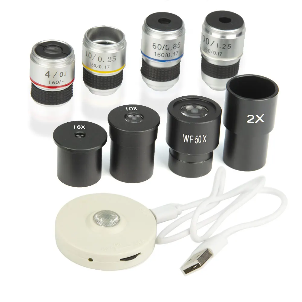 Imagem -06 - Microscópio Biológico Óptico para Crianças Luz Led Usb Estudantes Microscopio Alta Ampliação Wf50x Ocular 4010000x