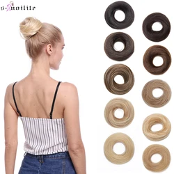 S-noilite Chignon Hairpiece Elastic Rubber Band Human Hair Chignon Bun Ponytail Hair Pieces Donut Chignon Hair Bun Extension