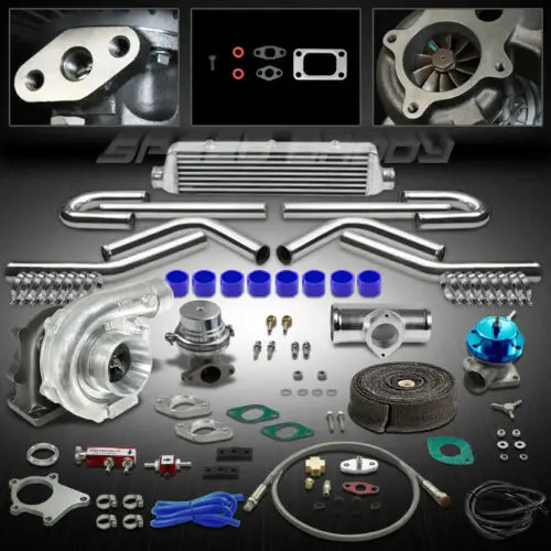 T04E 10PC T3/T4 UNIVERSAL TURBO KIT TURBOCHARGER+INTERCOOLER+WASTEGATE+BOV+WRAP