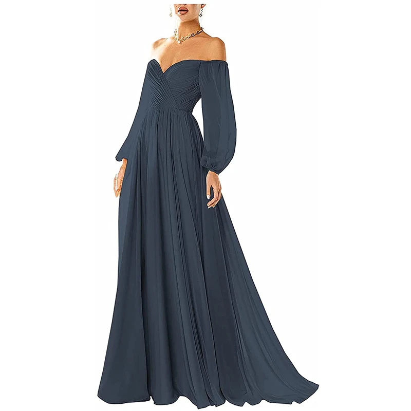 Abiti da sera moderni a maniche lunghe con spalle scoperte abito da ballo da donna abito da pavimento per occasioni speciali robe de soirée femme vestidos