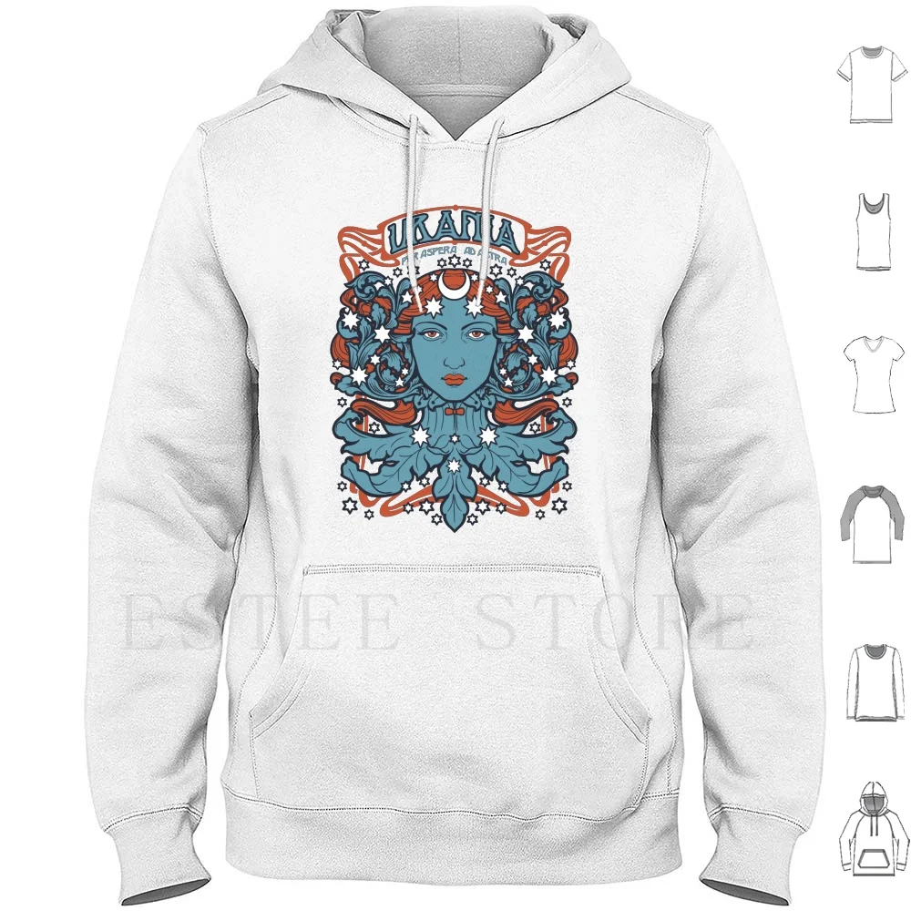 Urania-Per Aspera Ad Astra sudaderas con capucha de manga larga Urania Muses arte griego Nouveau Dollmaker Gig banda de música estrellas Luna