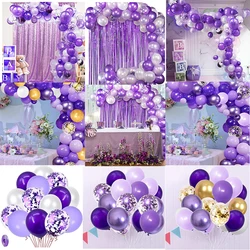 Purple Balloons Garland Arch Kit Chrome Metallic Confetti Purple Balloons Set for Wedding Birthday Graduation Party Decorations