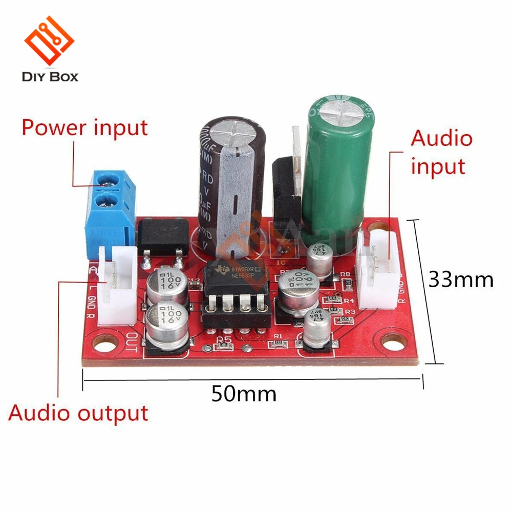 NE5532 Karaoke Board Microphone Amplifier Board DC 9-24V AC 8-16V Microfone Preamplifier Reverberation echo audio module diy kit