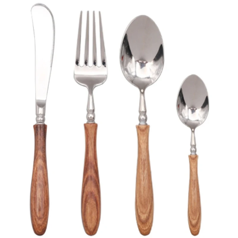 304 Stainless Steel Flatware Rosewood Handle Luxury Creativity Tableware Silverware Sets Dinner Knife and Fork Sets