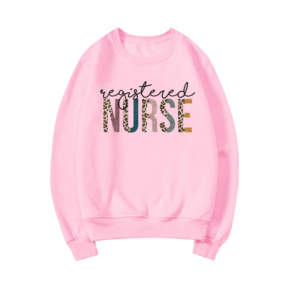 Registered Nurse Sweatshirt RN Shirt Gift for Student Nurse Leopard Unisex Crewneck Sweatshirts Nurse Life Hoodie Harajuku Tops