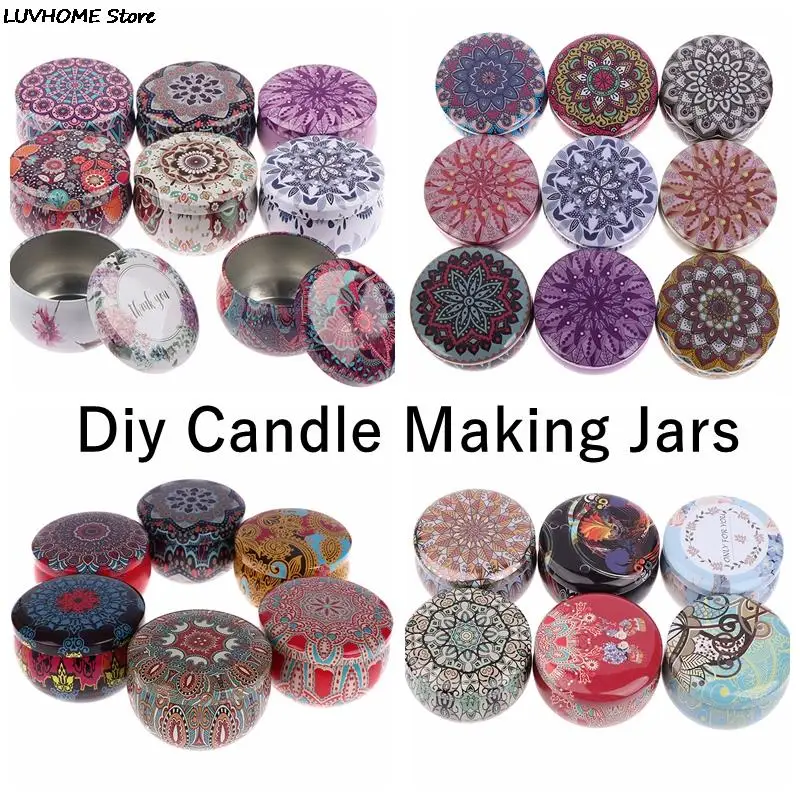 Retro Luxury Candle Jars Holder Storage Case Empty Tin Box Round Container with Lid Small Diy Candle Making Wedding Sweet Gifts