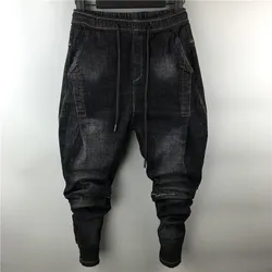 Owen Seak Men Casual Cargo Harem Jeans Pants High Street Hip Hop Length Men's Clothing Denim Sweatpants Spring Autumn Big Size