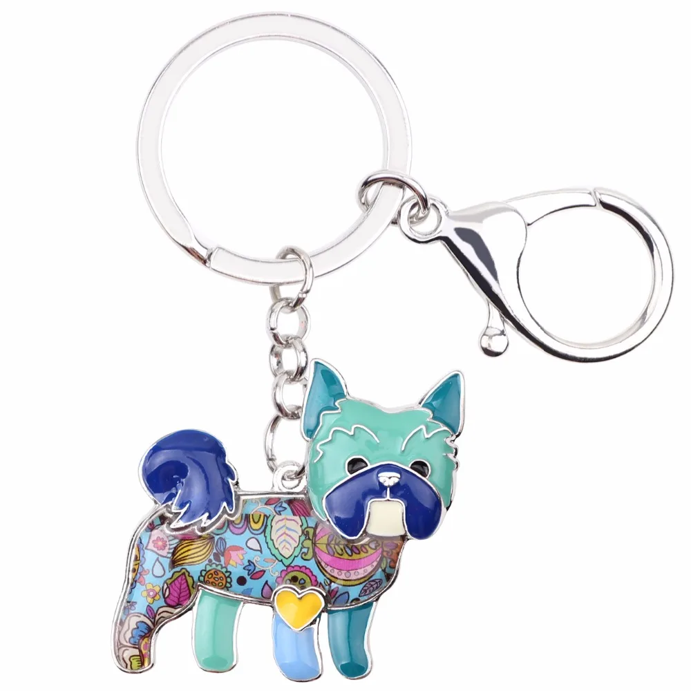 Bonsny Enamel Yorkie Yorkshire Dog Key Chain Key Ring 2017 New Jewelry For Women Bag Pendant Car Key Holder Keychain Accessories