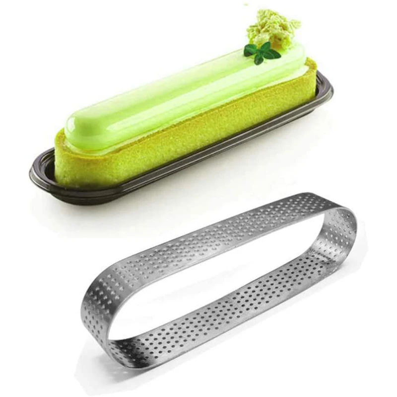 8Pcs Oval Tartlet Molds French Dessert Mousse Fruit Pie Tart Ring Quiche Cake Mold, Stainless Steel Tart Mousse Ring