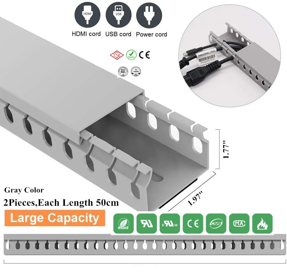 Cable Raceway Kit,Cable Management System Open Slot Wiring Raceway Duct Cover,Cable Concealer Cord Organizer Hide Wires Cords