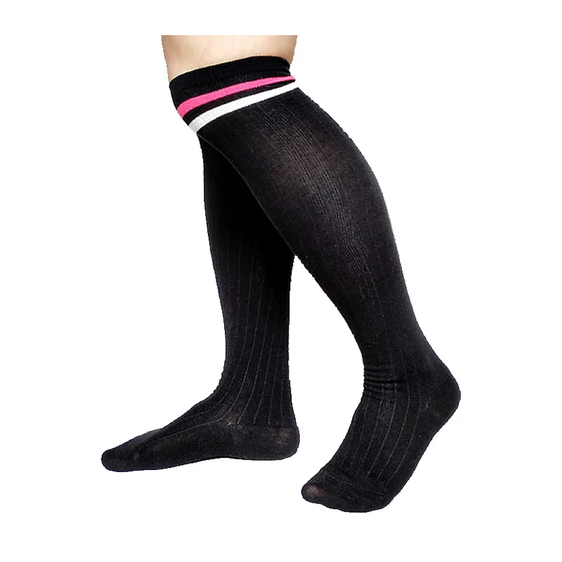 Hot Sale Mens Long Socks Sexy Hose Cotton Black Striped Over Knee For Stage Formal Dress Stocking Winter Autumn