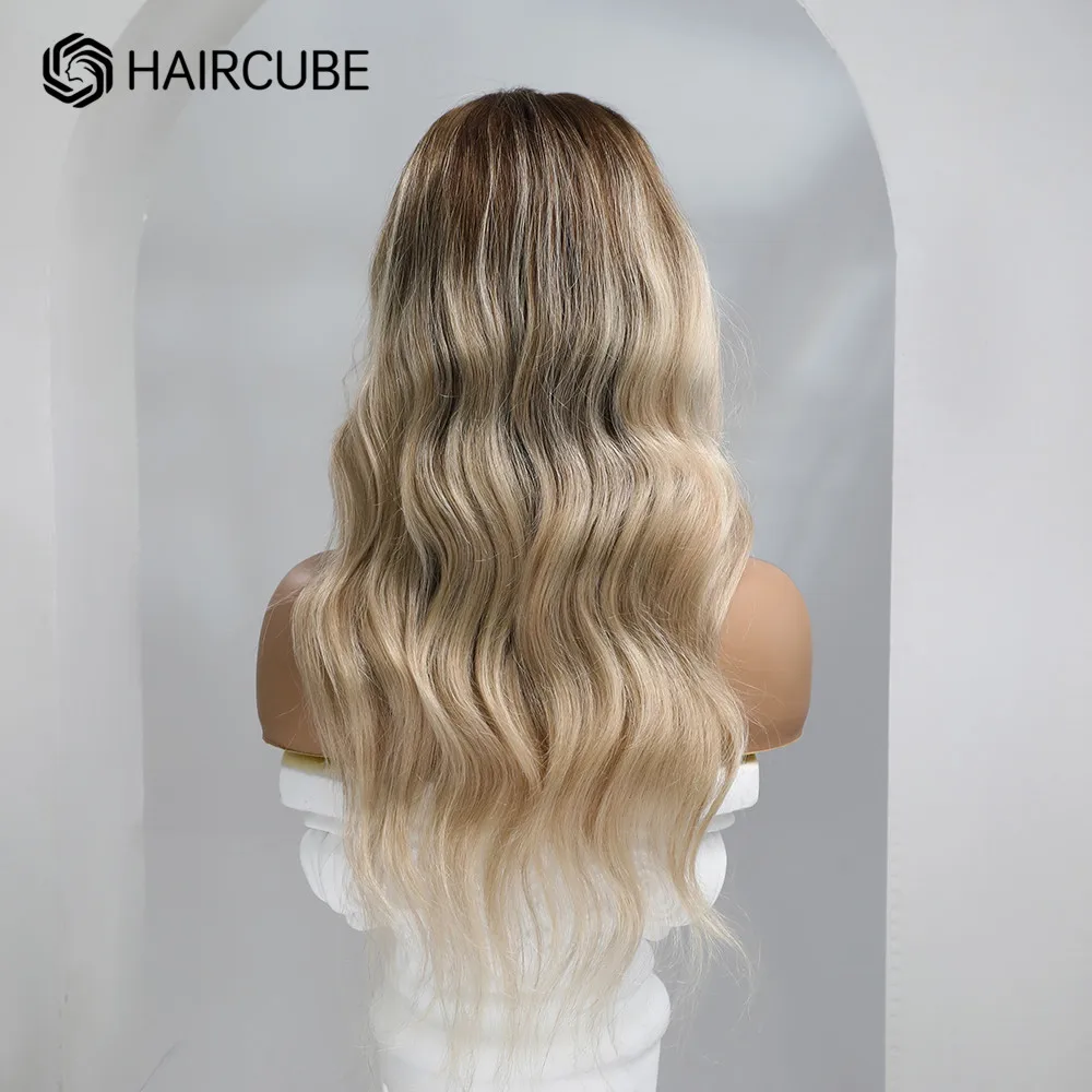 Парик HAIRCUBE 13 × 5 × 1 со шнуровкой спереди, длинные волнистые человеческие волосы, парики для женщин, блонд, балаяж, средней части, термостойкие волосы без повреждений