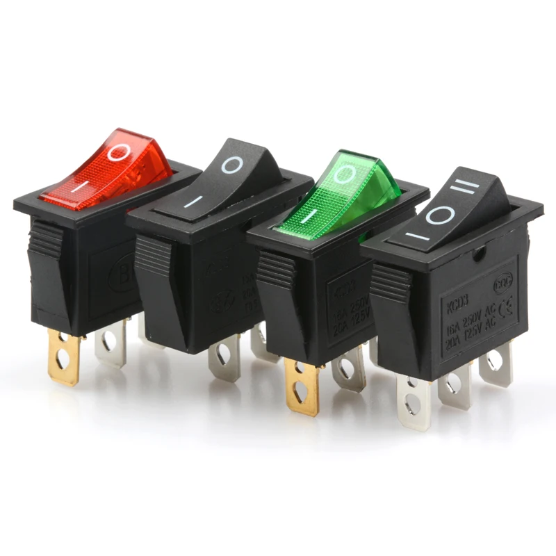 KCD3 Rocker Switch ON-OFF 2 Position 3 Pin Electrical equipment  With Light Power Switch 16A 250VAC/ 20A 125VAC