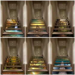 Natural Landscape Riser Stair Sticker 6 13 15 Ladder Steps Stairway Decal Stickers Habitation Decorative Staircase Covering PVC