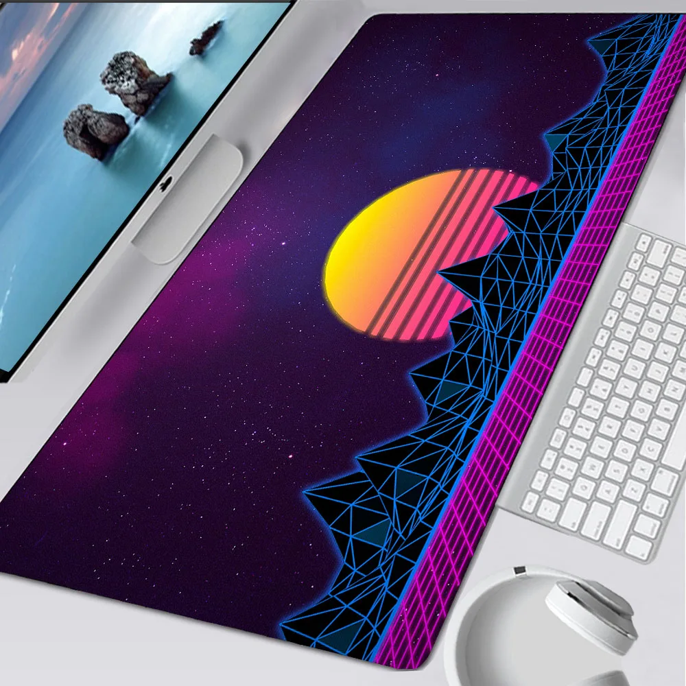 Retrowave podkładka pod mysz Art Desk zestawy gumowany dywan fioletowy maty podkładka pod mysz komputer spersonalizowany dywan duża podkładka pod mysz Gamer dywan