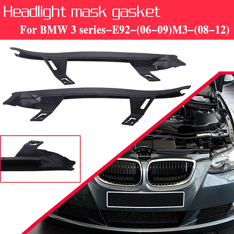 Car Headlight Lens Gasket Shell Cover Rubber Seal Left Right Side LH RH Fit For BMW E92 E93 3 Series 2005-2010 Car Accessories