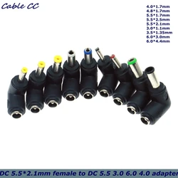 DC Power Connector 90 Degree 5.5x2.1 Female to 5.5*2.5 5.5*2.1 5.5*1.7 4.8*1.7 4.0*1.7 3.5*1.35 3.0*1.1 6.3*3.0 6.0*4.4mm Male