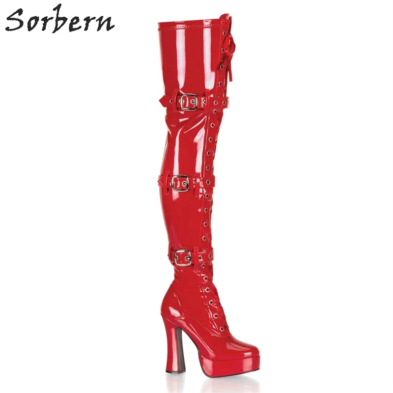 

Sorbern Block Heel Thigh High Boots Women Custom Wide Calf Shaft Length Over The Knee Boot Chuny Heeled Stripper Boots Platform