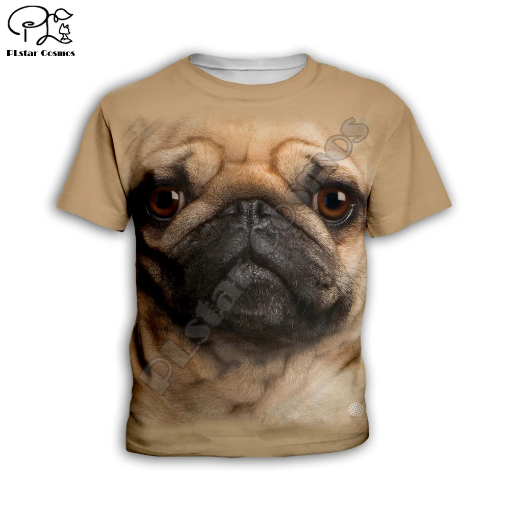 Camiseta de verano para niños, camiseta con estampado 3D de cara de perro de dibujos animados, ropa para niños, camisetas para bebés y niñas, camisetas de manga corta de mono