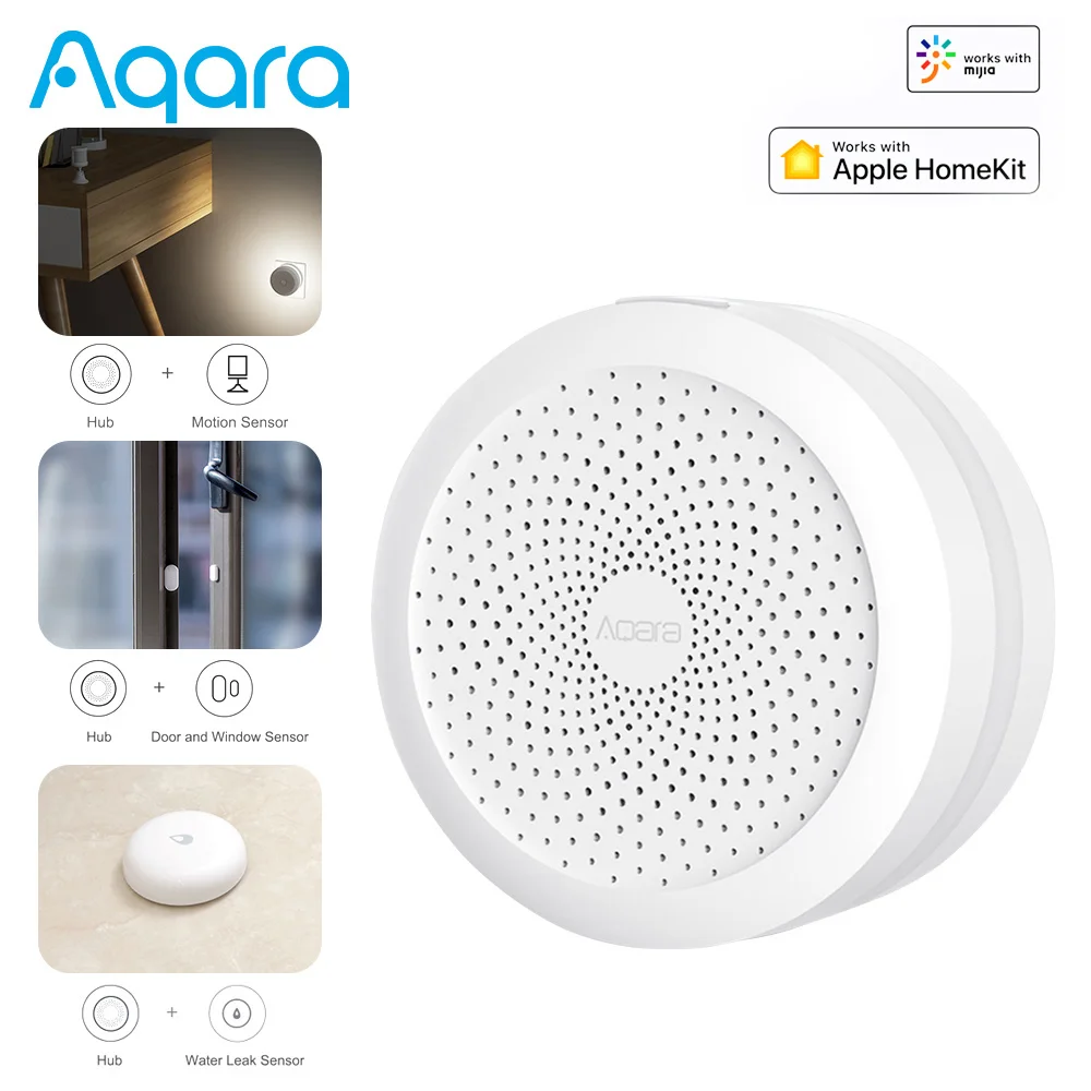Aqara 스마트 홈 허브 및 지그비 3.0 센서, 앱 음성 제어 온도 센서, 알람 작동, 샤오미 미 홈 애플 홈키트
