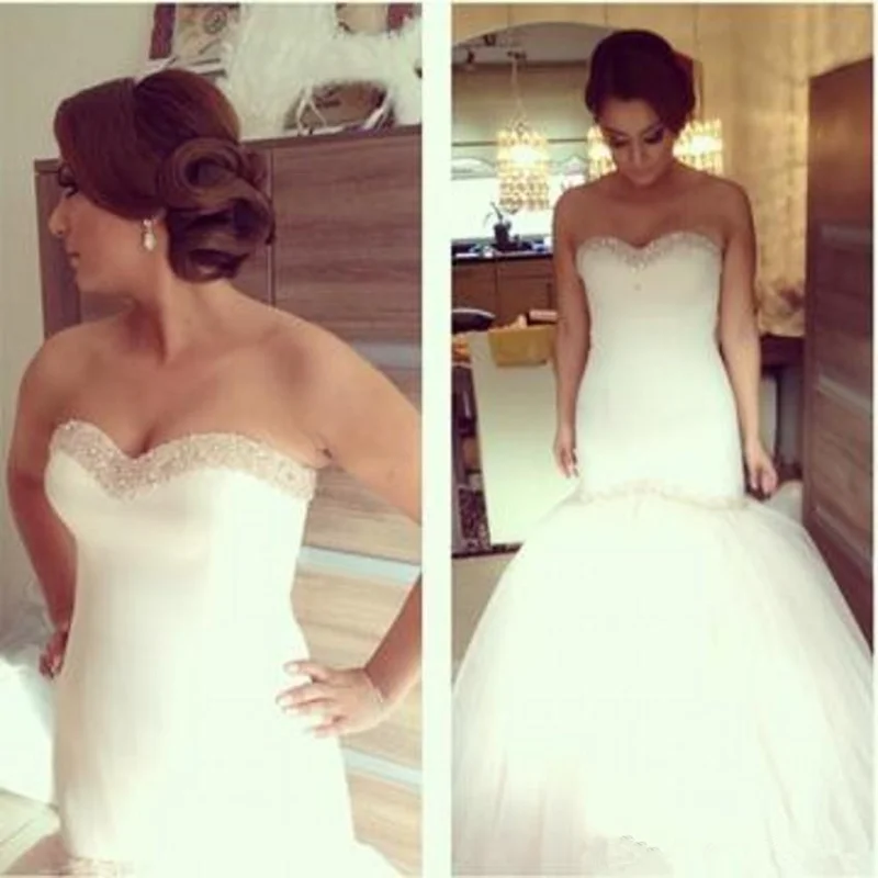 Temperament Special Occasion Sweetheat Mermaid Wedding Dresses 2025 Sleeveless Beading Backless Ivory Color Tulle Wedding Gowns