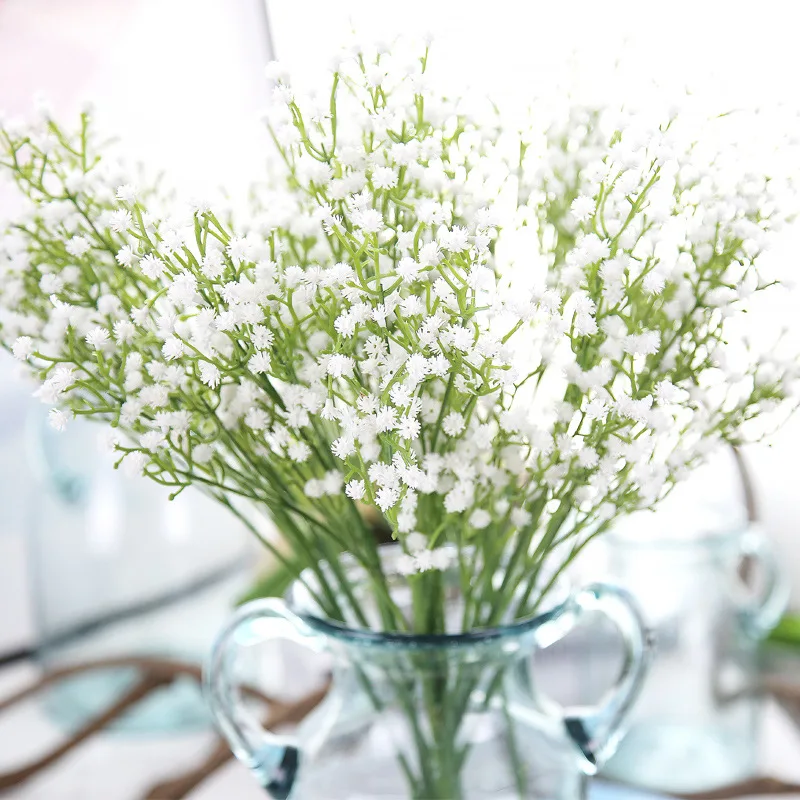 Artificial Gypsophila Mini Heads Hydrangea White Flower Wedding Supplies Home DIY Baby Shower Decor Fake Flower Arrangement