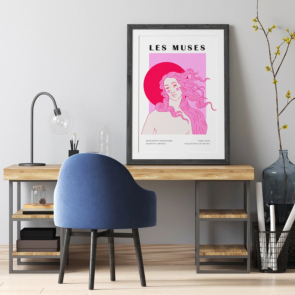 Feminist Gifts Retro Poster Altered Art The Birth Of Venus Canvas Painting Minimalist Greek Goddess Pink Wall Art Home Decor