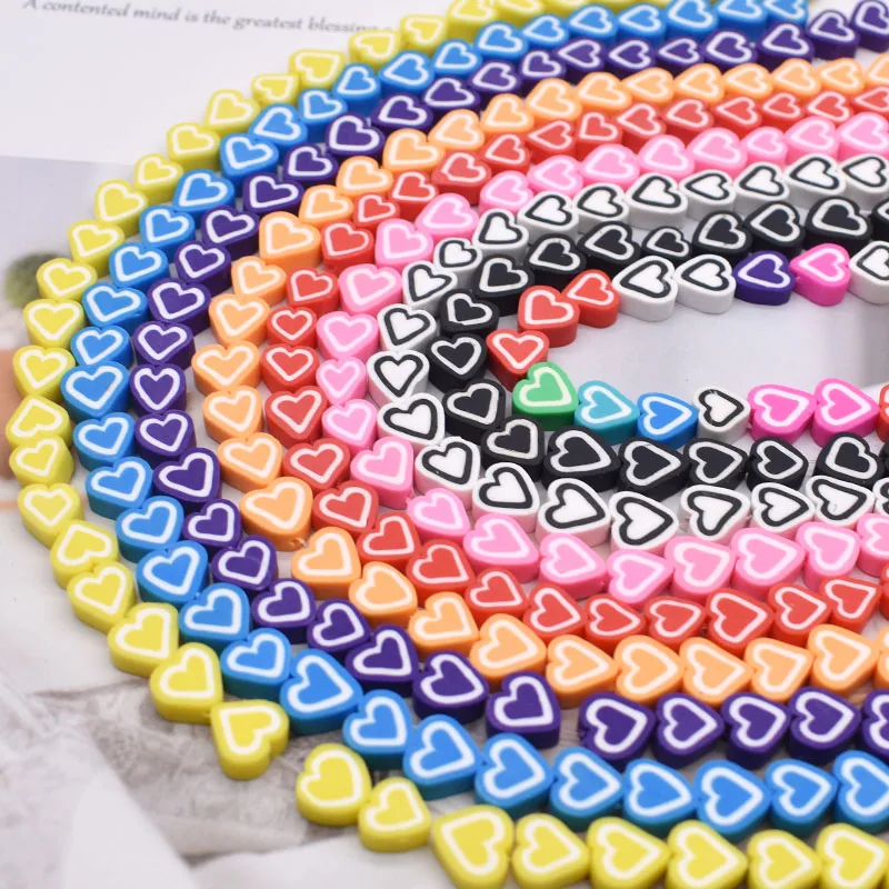 10mm New Double-deck Colorful Love Heart Shape Clay Spacer Beads Polymer Clay Beads For Jewelry Making DIY Handmade