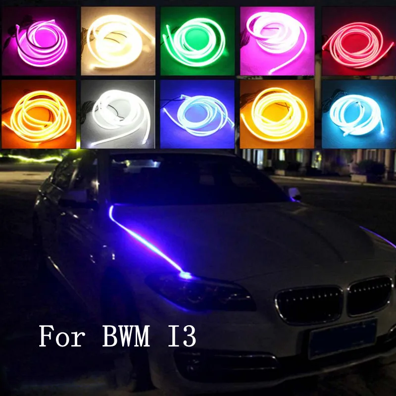 

12V LED DRL Car Engine Hood Guide Light Strips Bar Flexible Strip Atmosphere Decoration Atmosphere Lamp For BWM I3