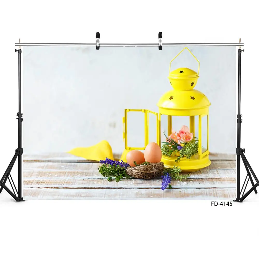 Lampe à œufs et fleurs Bokeh, arrière-plan en vinyle pour photographie, pour bébés et enfants, fête de pâques en famille, Studio Photo