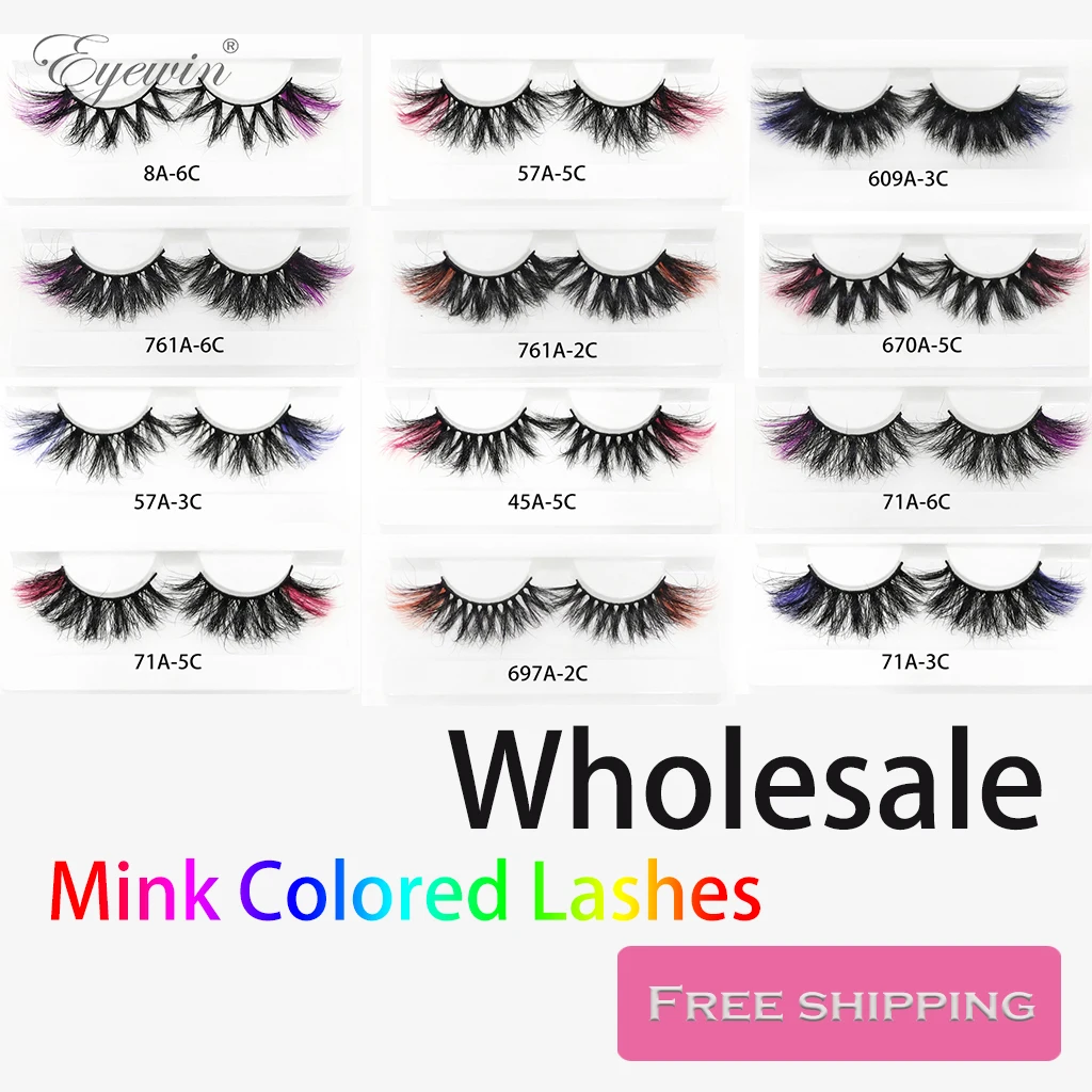 Wholesale Colored Eyelash 3D Mink 25mm Color Lashes 20/50/100pairs False Lashes Bulk Items for business Fake Eyelashes Make up