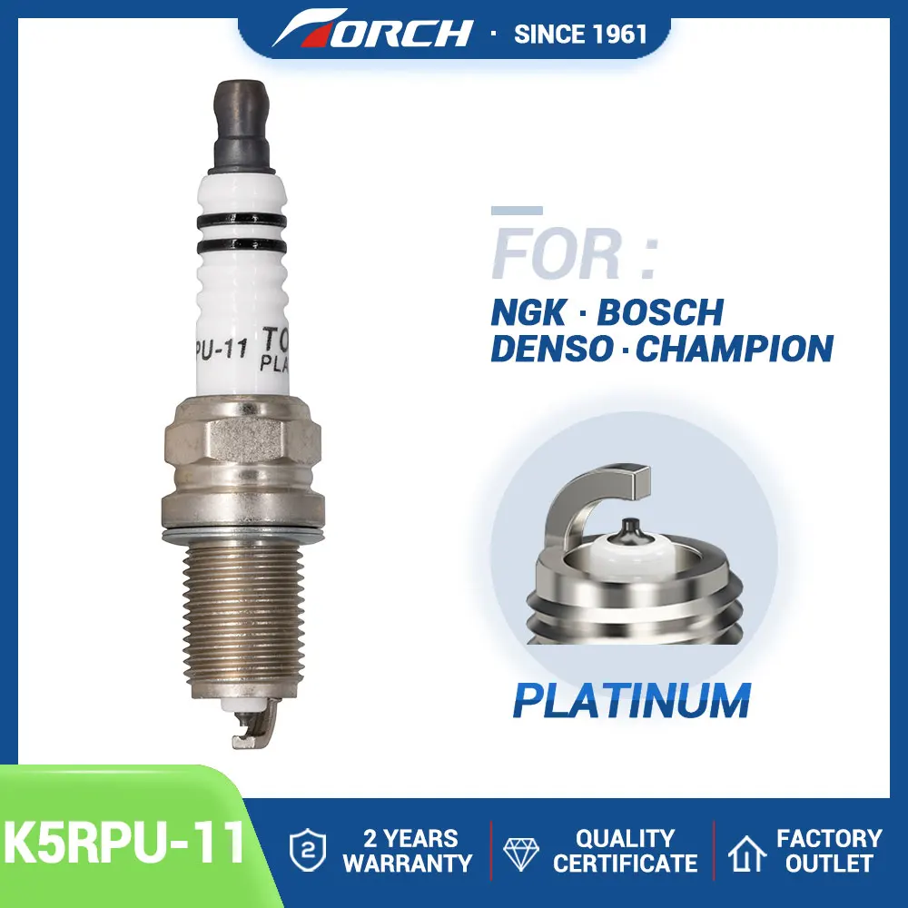 High Quality Ignition Spark Plugs Platinum TORCH K5RPU-11 Resistor Candles with U-groove Automobile Engines Components