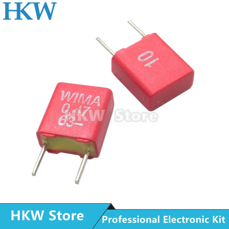 2SZT WIMA RED MKS2 5MM Kondensator foliowy Hi-Fi Audio 0.1UF 1NF 0.01UF 1UF 1.5UF 10UF 22NF 2200PF 0.22UF 2.2UF 50V 63V 100V 250V P5