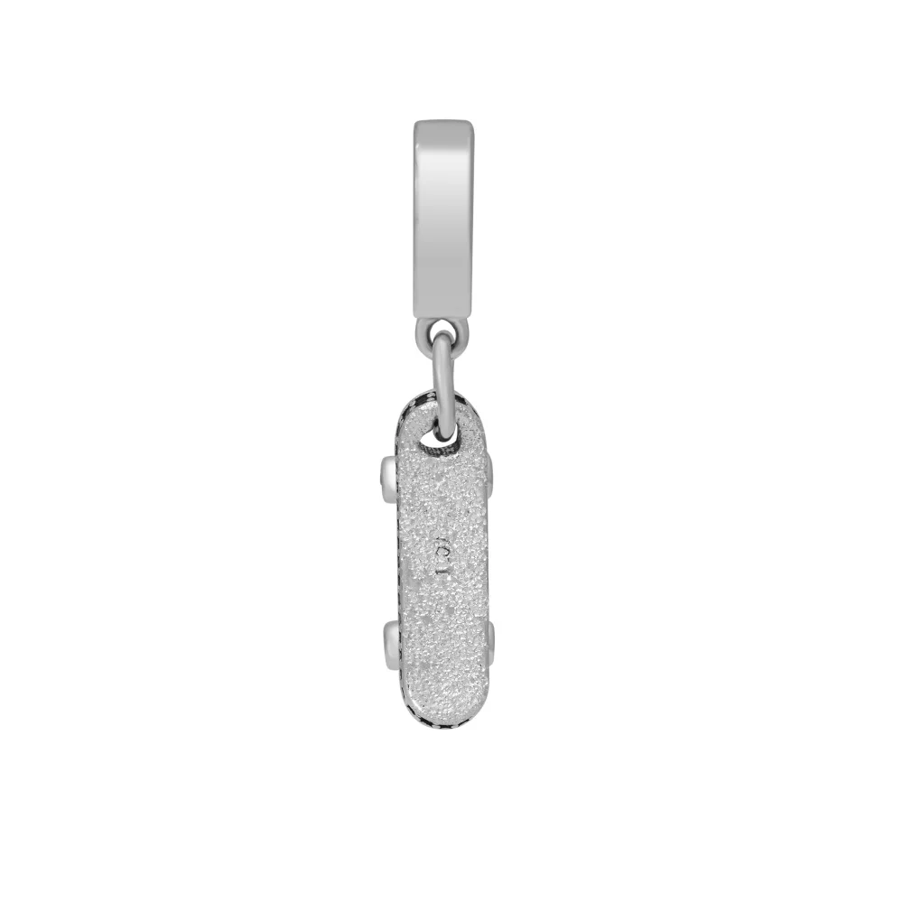 Fashion DIY Beads Be Free Skateboard Dangle Charm Clear CZ Silver Beads For Jewelry Making Fits Snake Chain Bracelets