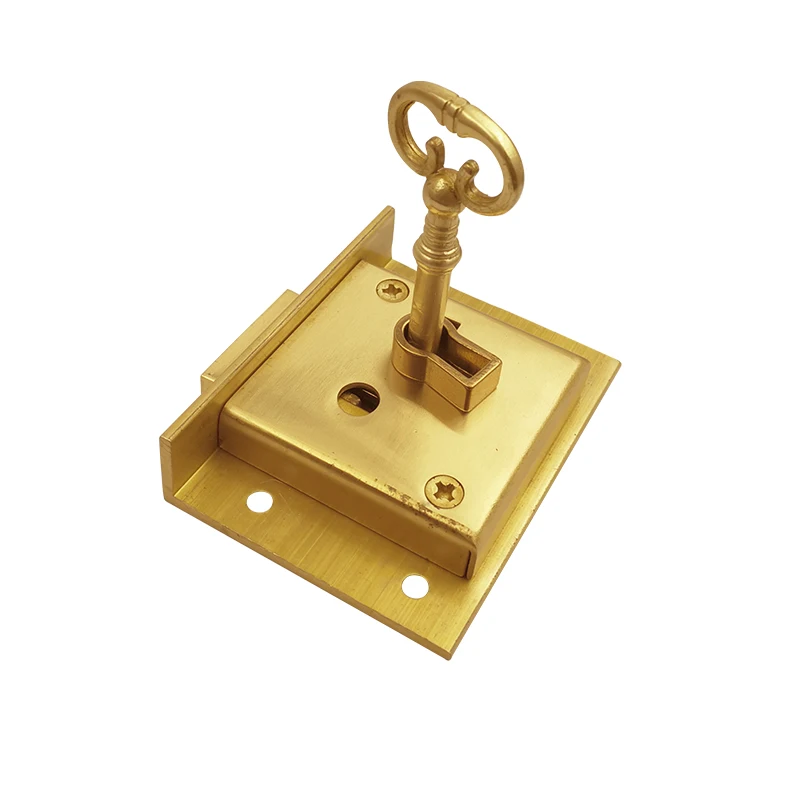 Brass Drawer Door Lock Chinese Style Wooden Case Locks with Keys Square Shape Cabinet Lock Furniture Hardware