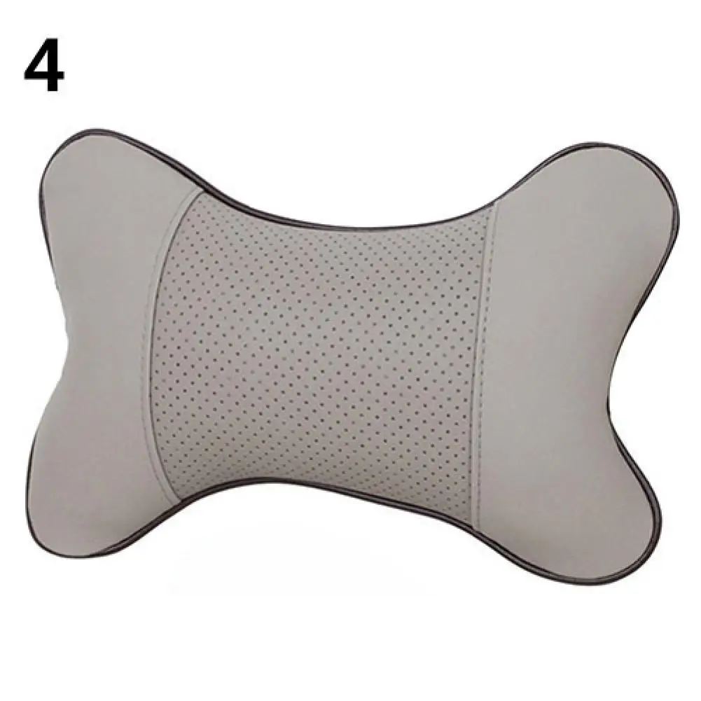 1 Pc Faux Leather Hole-digging Car Headrest Supplies Neck Auto Safety Pillow Car Accessories Car Pillow